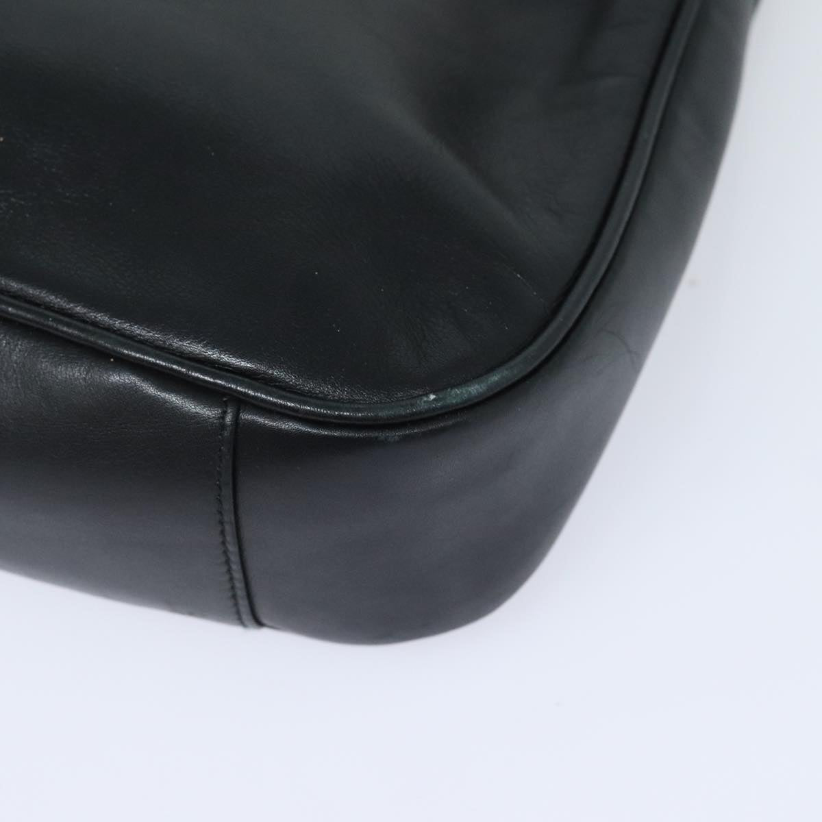 GUCCI Bamboo Hand Bag Leather 2way Black Gold 001 1998 1638 91397