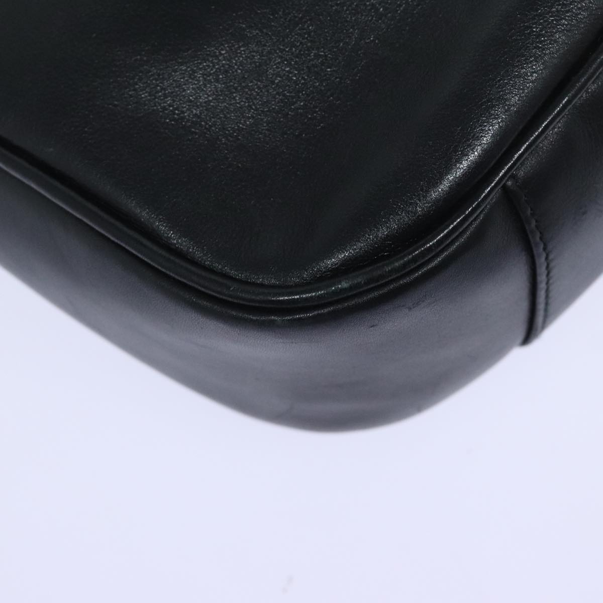 GUCCI Bamboo Hand Bag Leather 2way Black Gold 001 1998 1638 91397