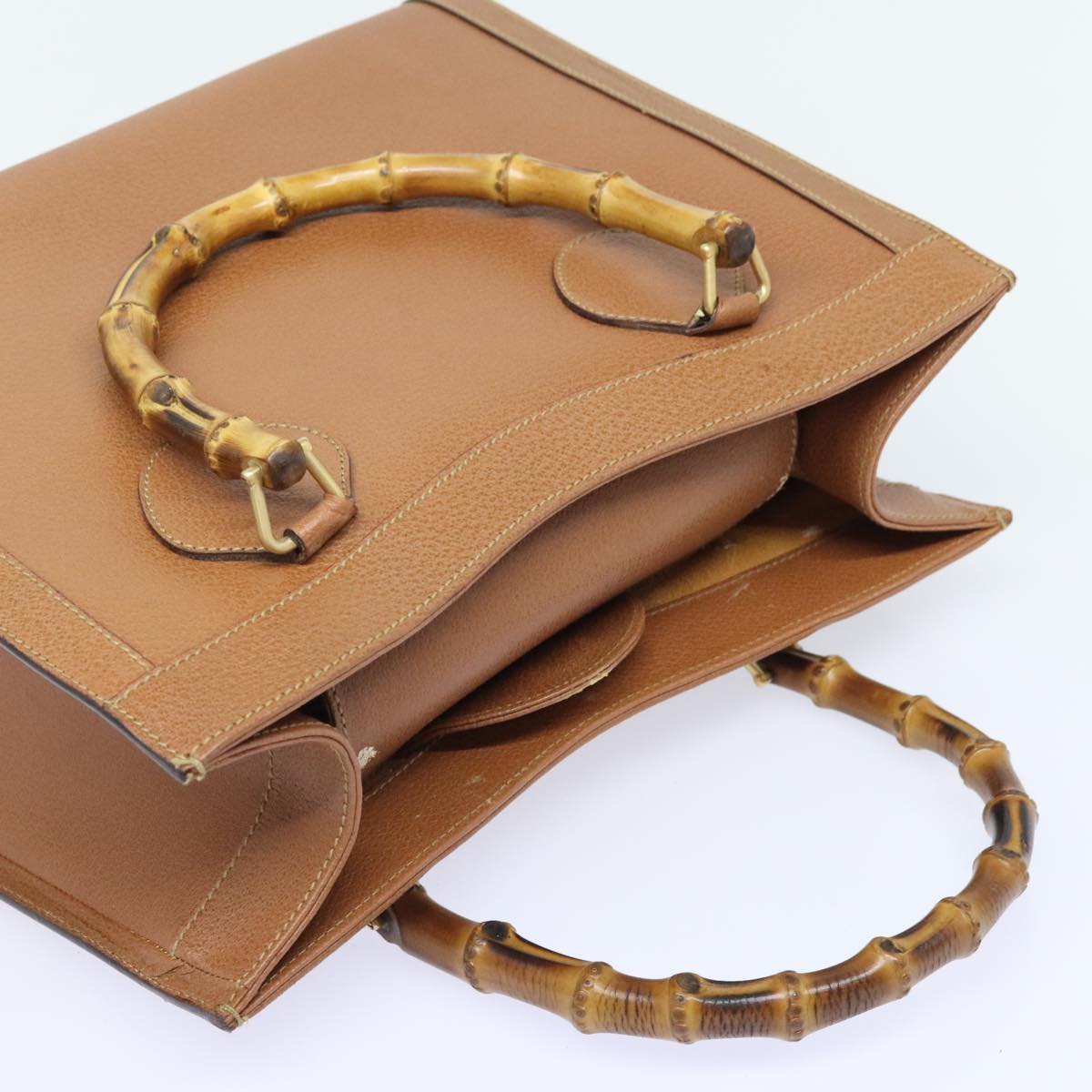 GUCCI Bamboo Hand Bag Leather Brown Gold 002 1186 0260 91413