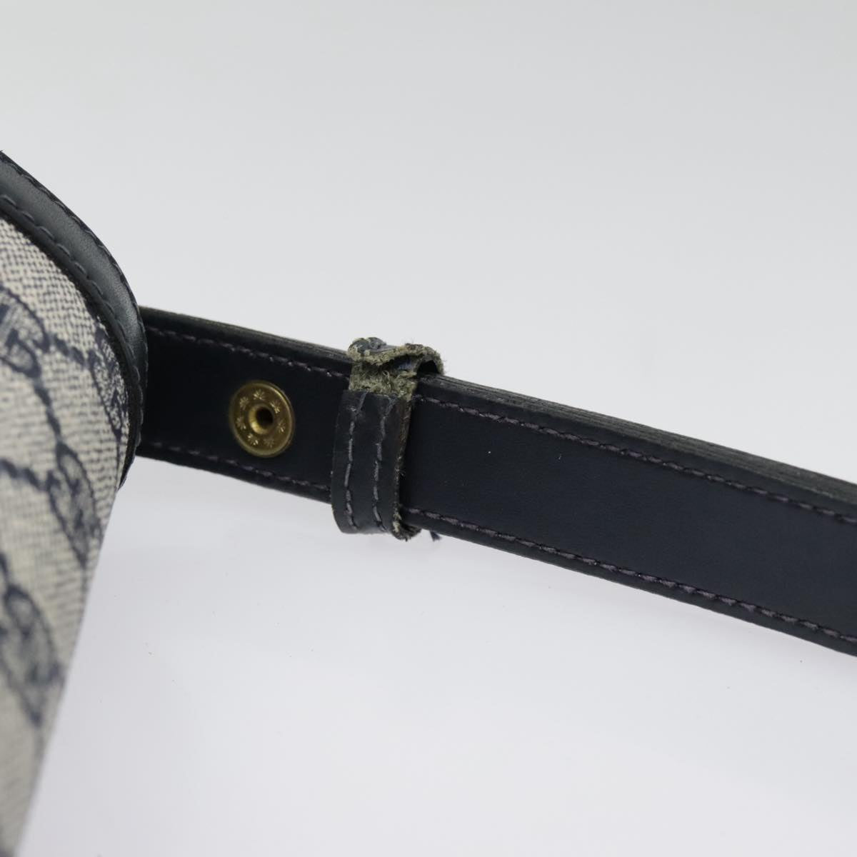 GUCCI GG Canvas Shoulder Bag PVC Leather Beige Navy 91438