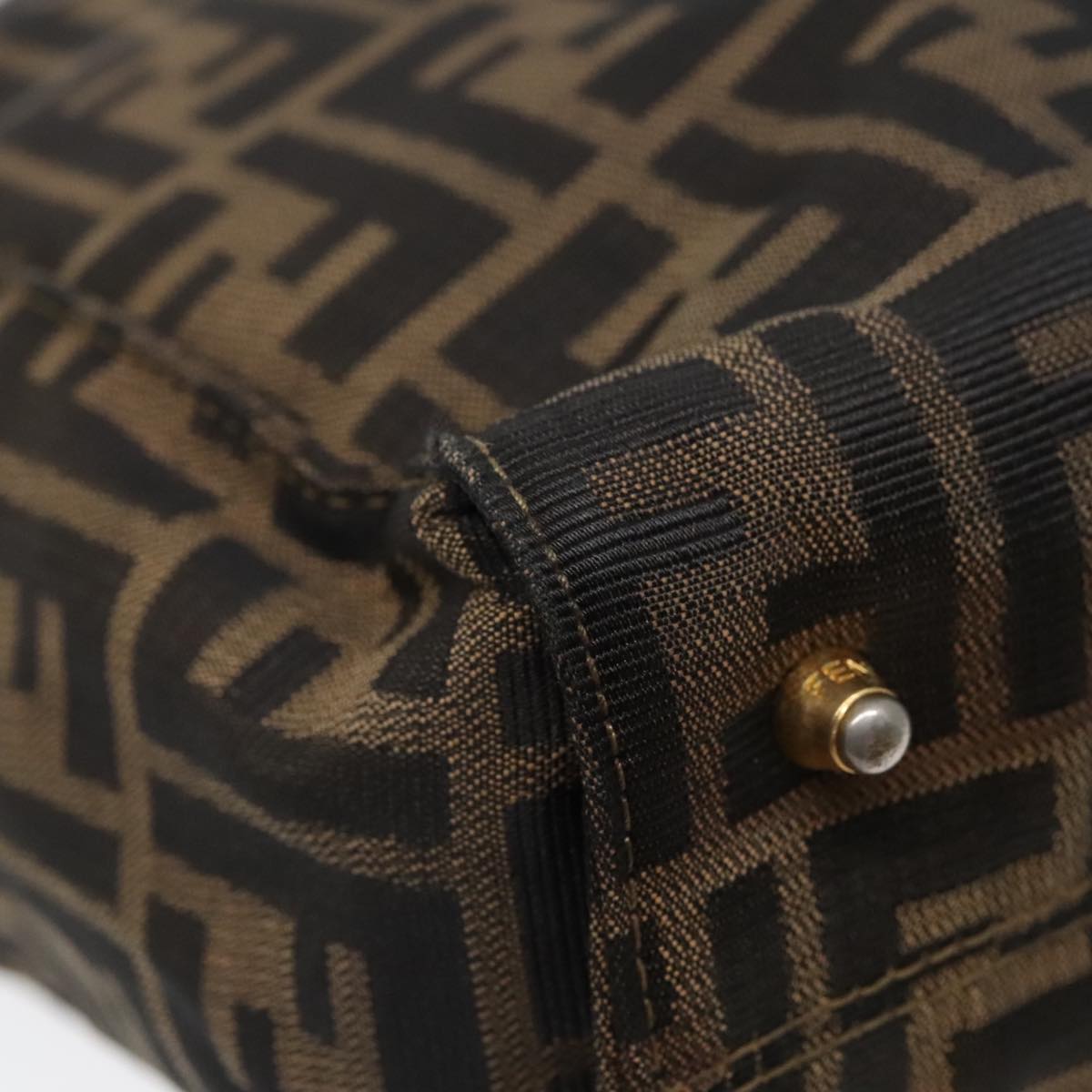 FENDI Zucca Canvas Hand Bag Brown 91561