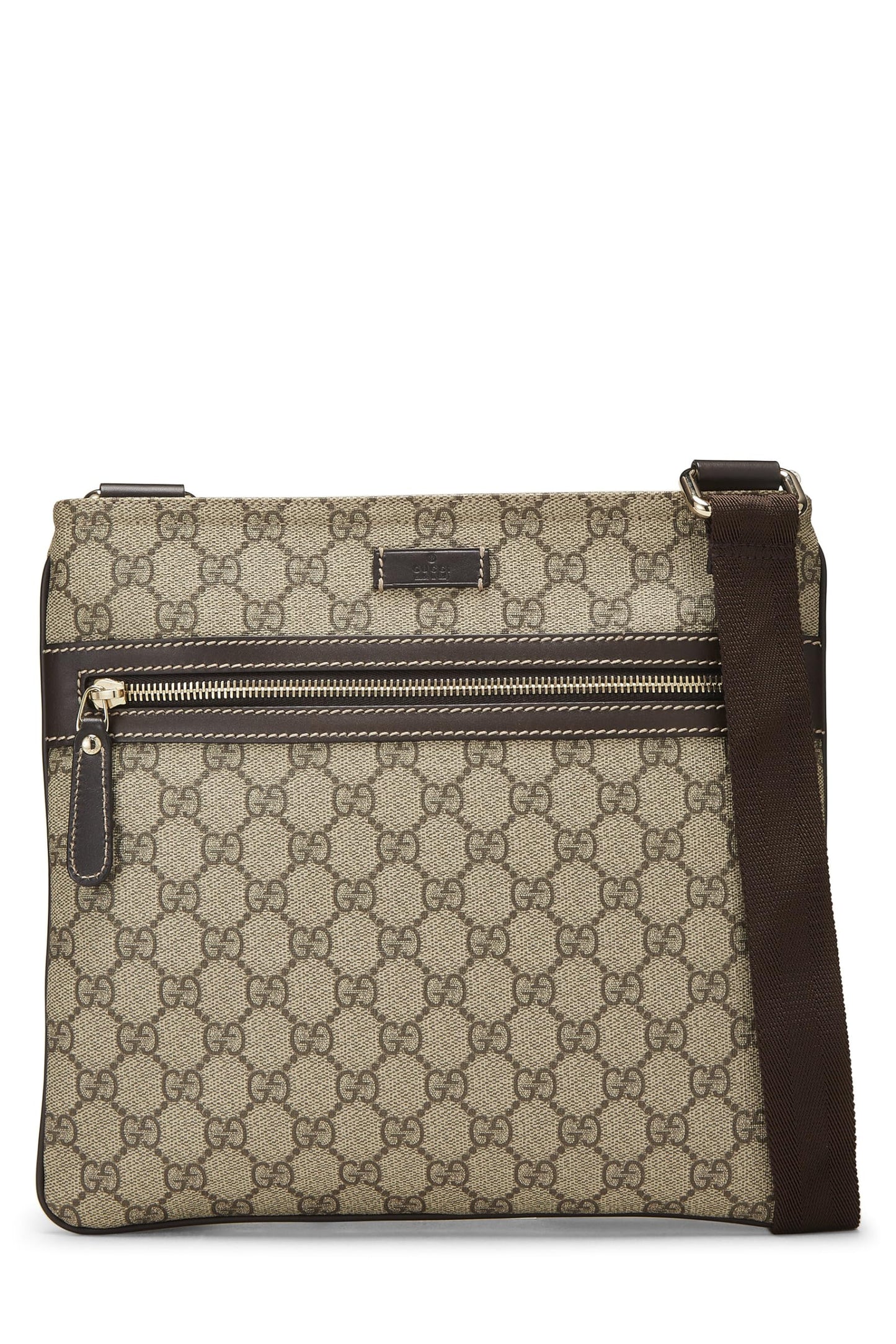 Gucci,  Original GG Supreme Canvas Flat Messenger Bag, Brown