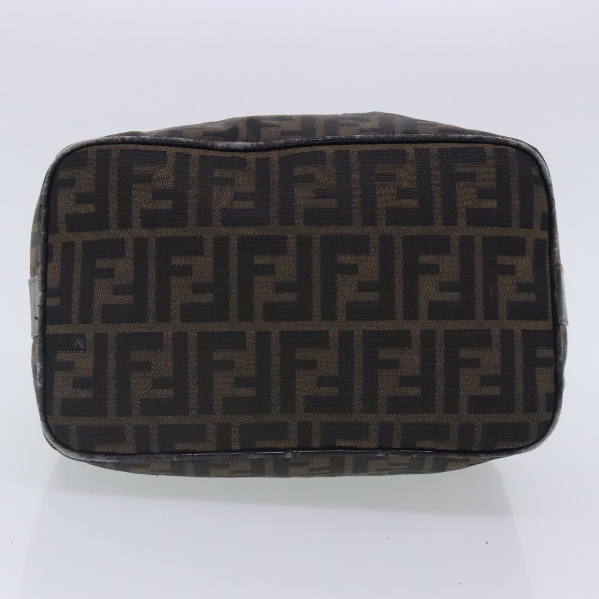 FENDI Zucca Canvas Vanity Hand Bag Brown Black 91735