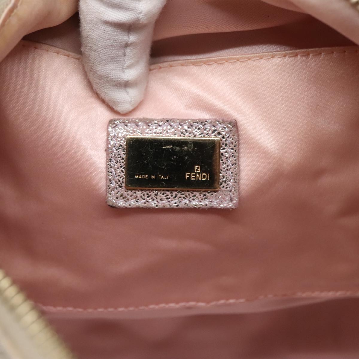 FENDI Zucchino Canvas Boston Bag Silver Beige 91810