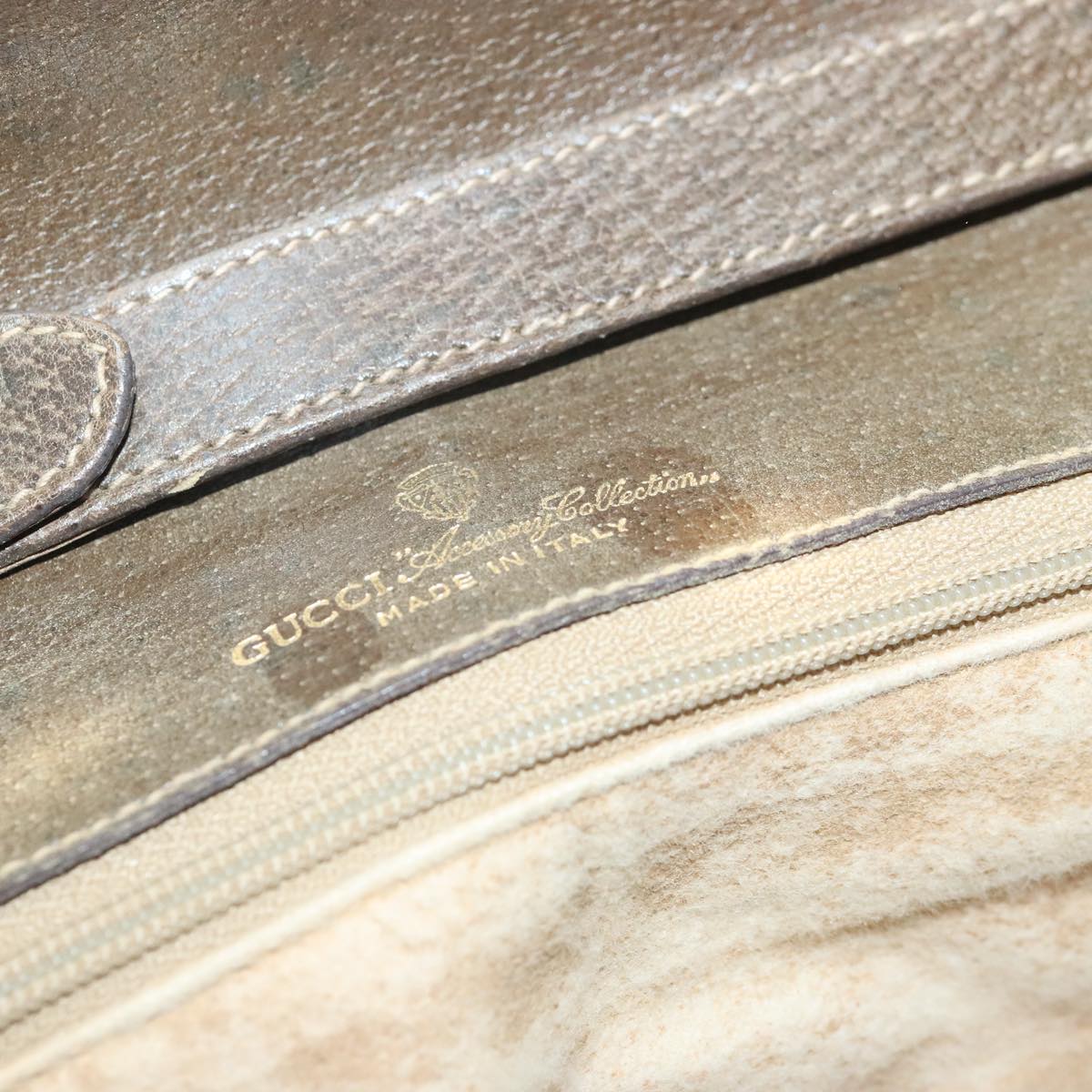 GUCCI GG Supreme Shoulder Bag PVC Leather Beige Gold 91816