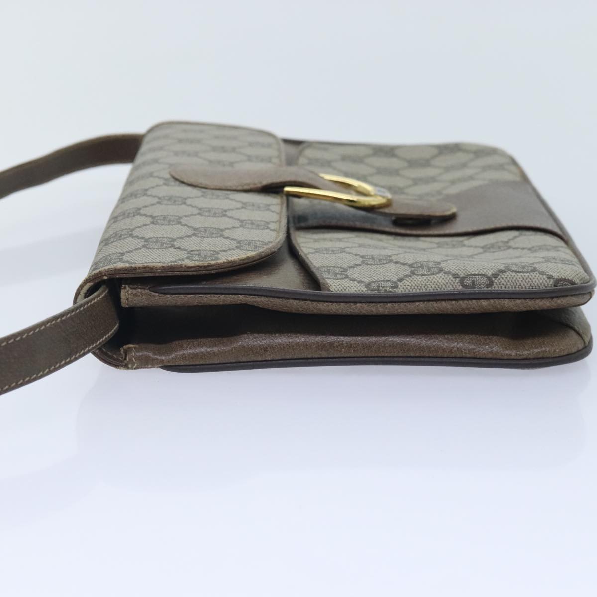 GUCCI GG Supreme Shoulder Bag PVC Leather Beige Gold 91816