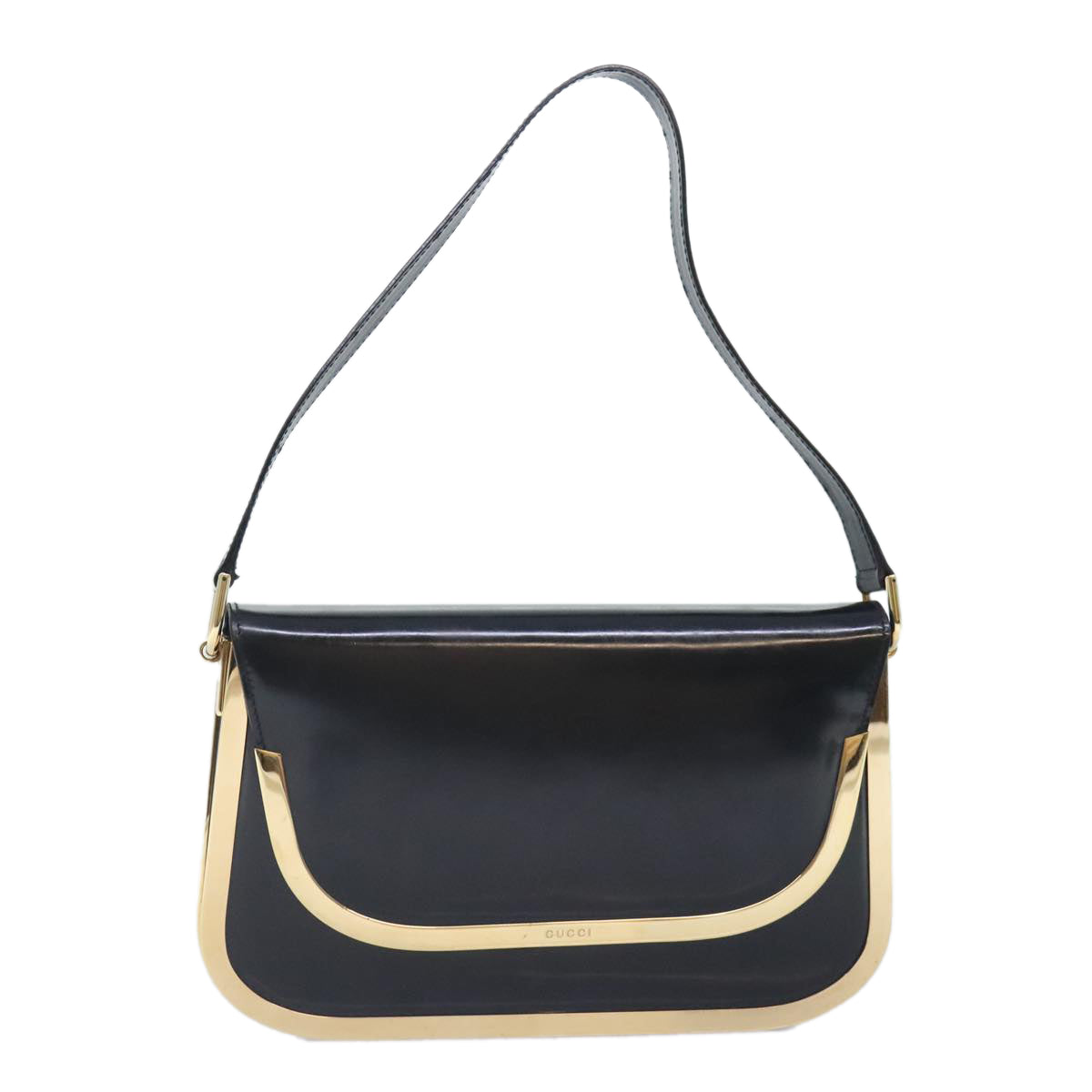 GUCCI Shoulder Bag Leather Black Gold 001 2058 1764 0 91830