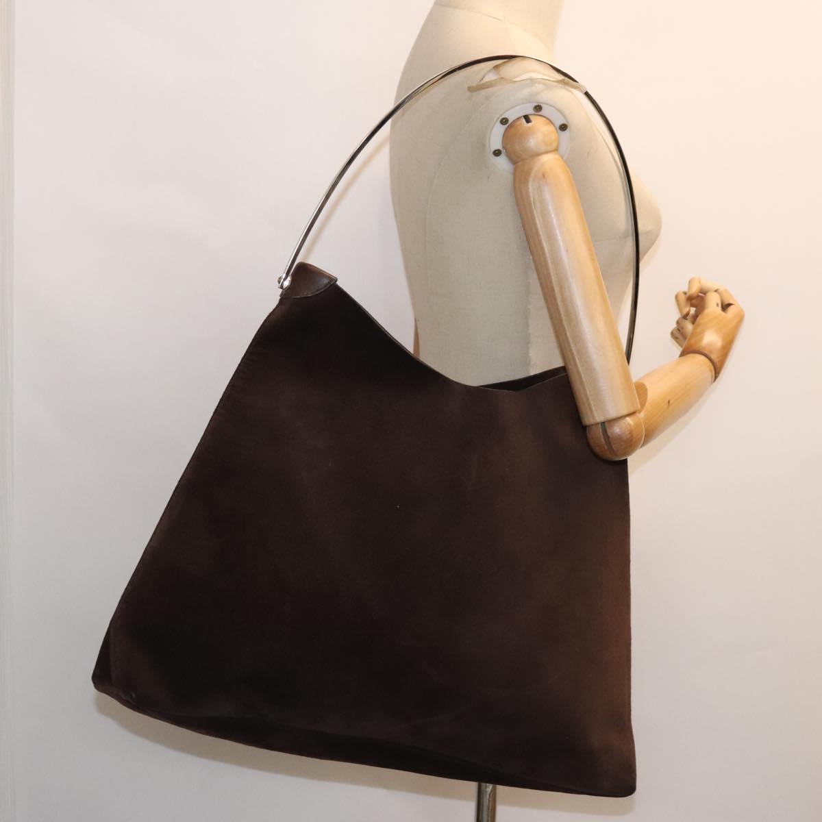 GUCCI Shoulder Bag Suede Brown Silver 001 2853 1991 5 91839