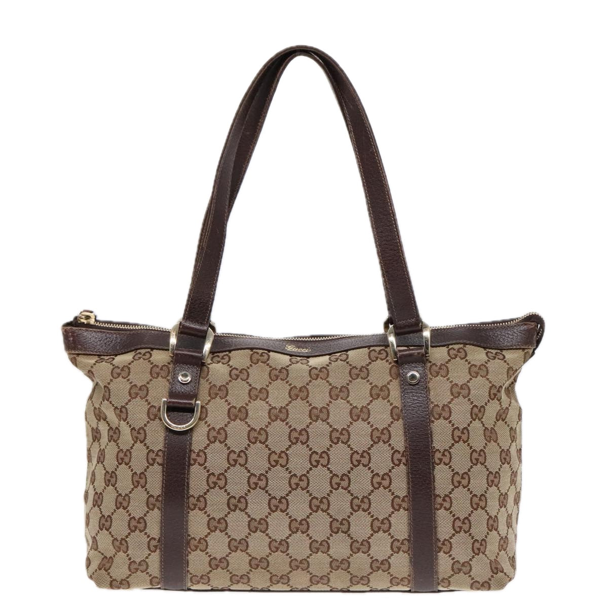 GUCCI GG Canvas Tote Bag Beige Gold 141470 91844