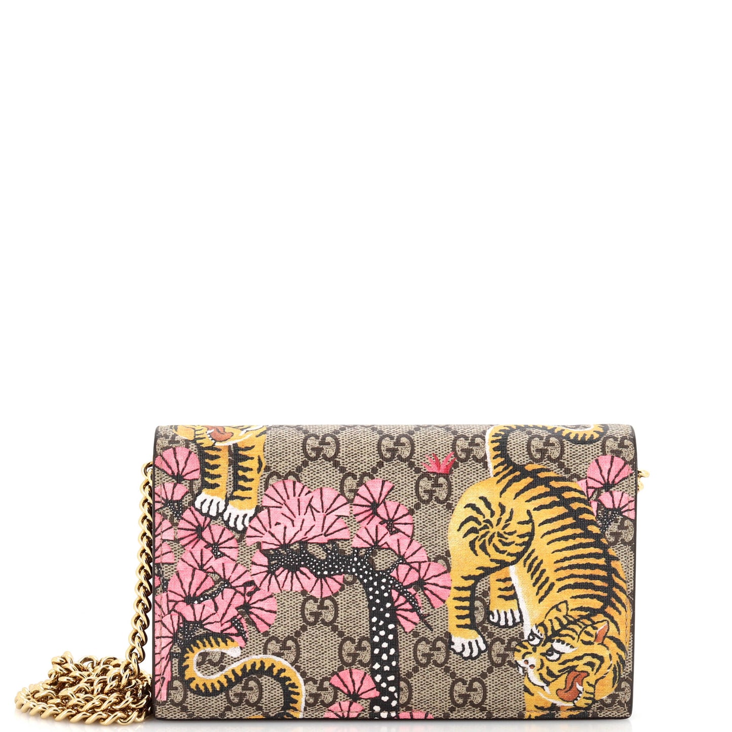 Chain Wallet Printed GG Coated Canvas