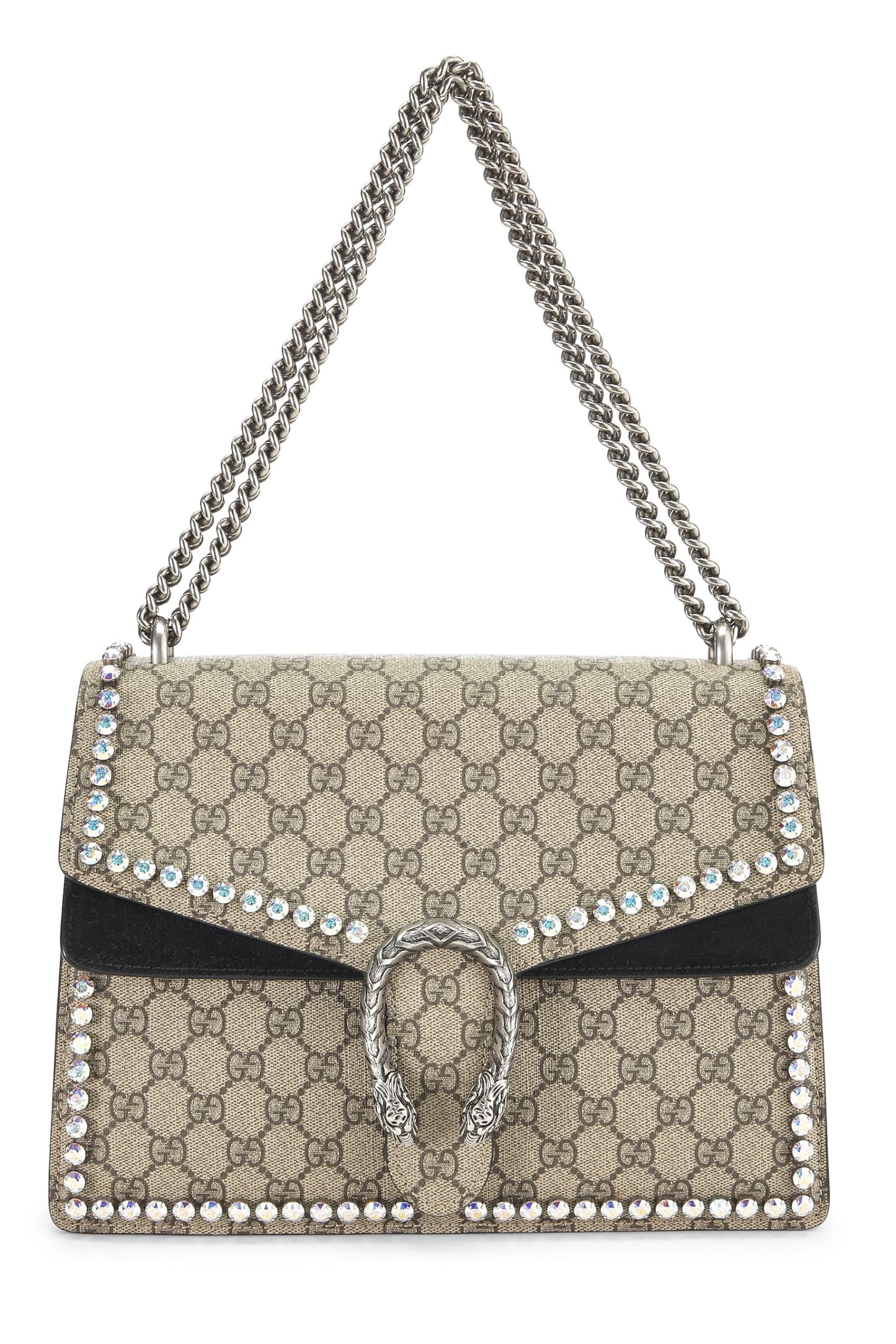 Gucci,  Original GG Supreme Canvas Crystal Embellished Dionysus Bag Medium, Black