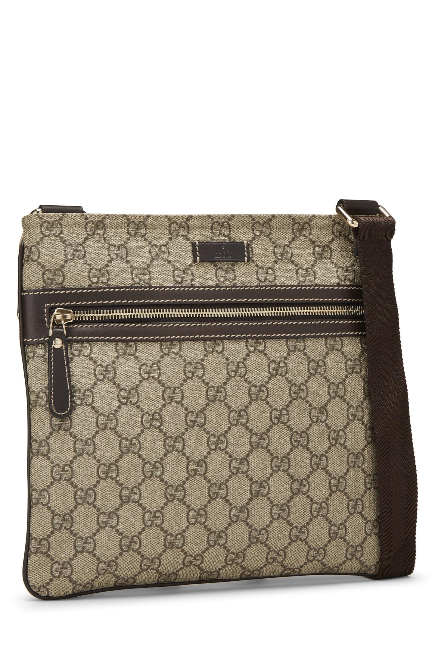Gucci,  Original GG Supreme Canvas Flat Messenger Bag, Brown