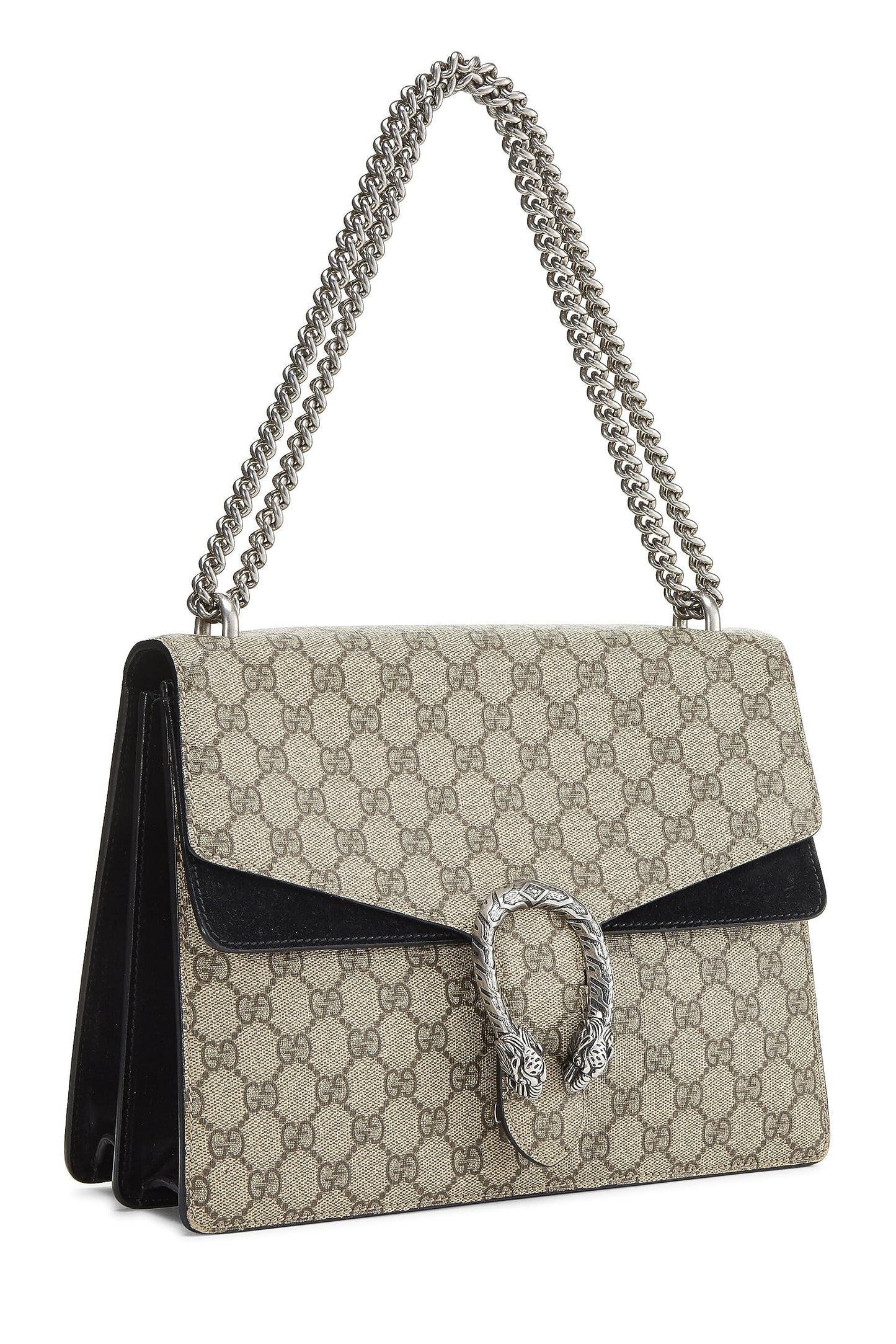 Gucci,  Black GG Supreme Canvas Embellished Dionysus Bag Medium, Black