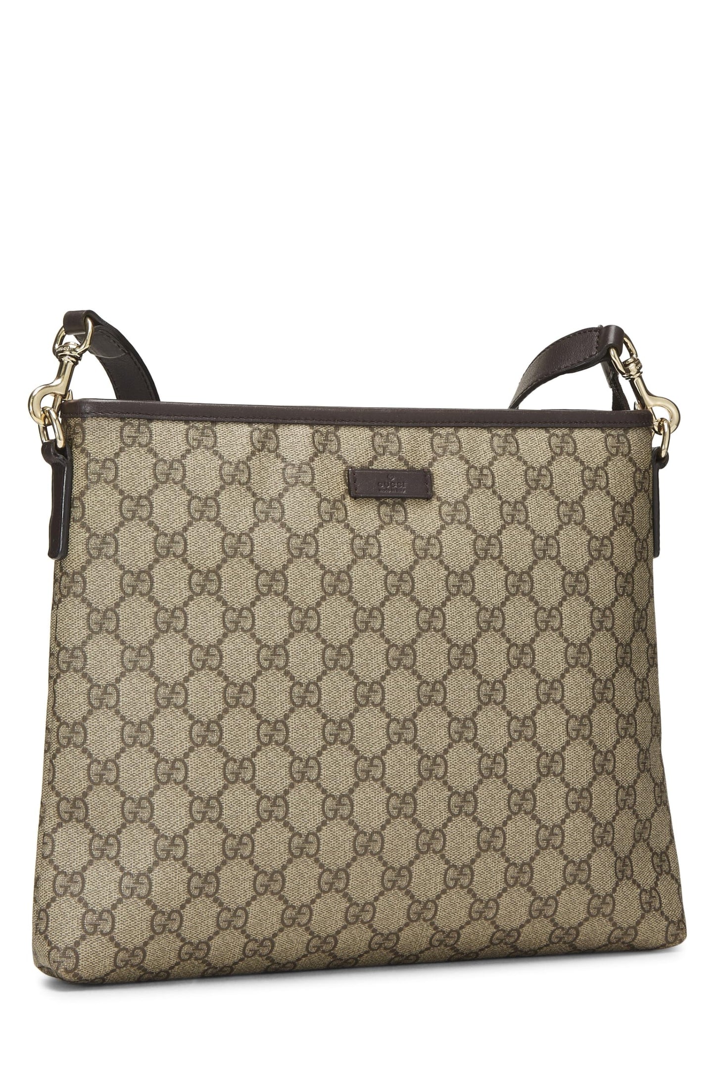 Gucci,  Brown Original GG Supreme Canvas Zip Flat Messenger, Brown