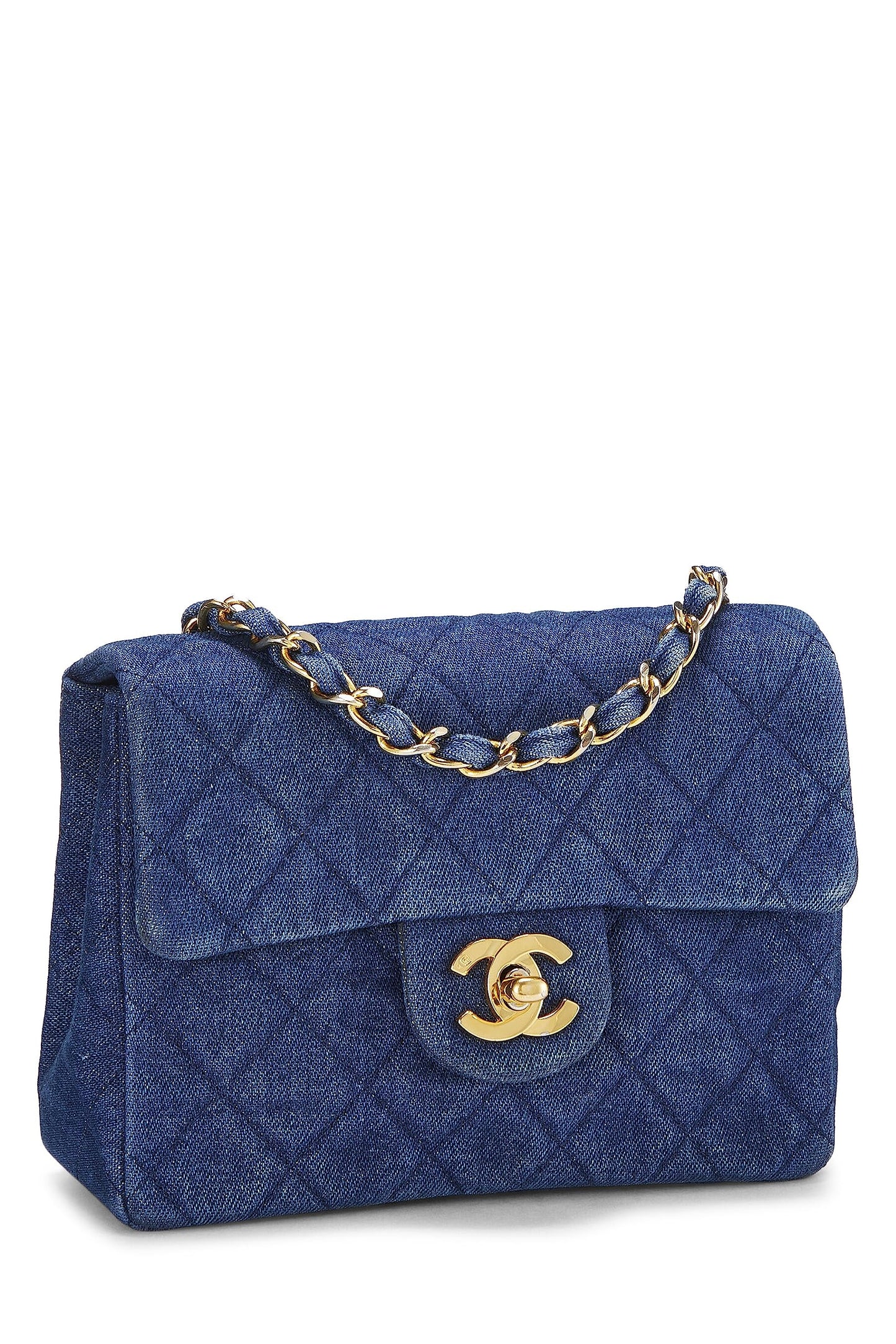 Chanel,  Blue Denim Half Flap Mini, Blue