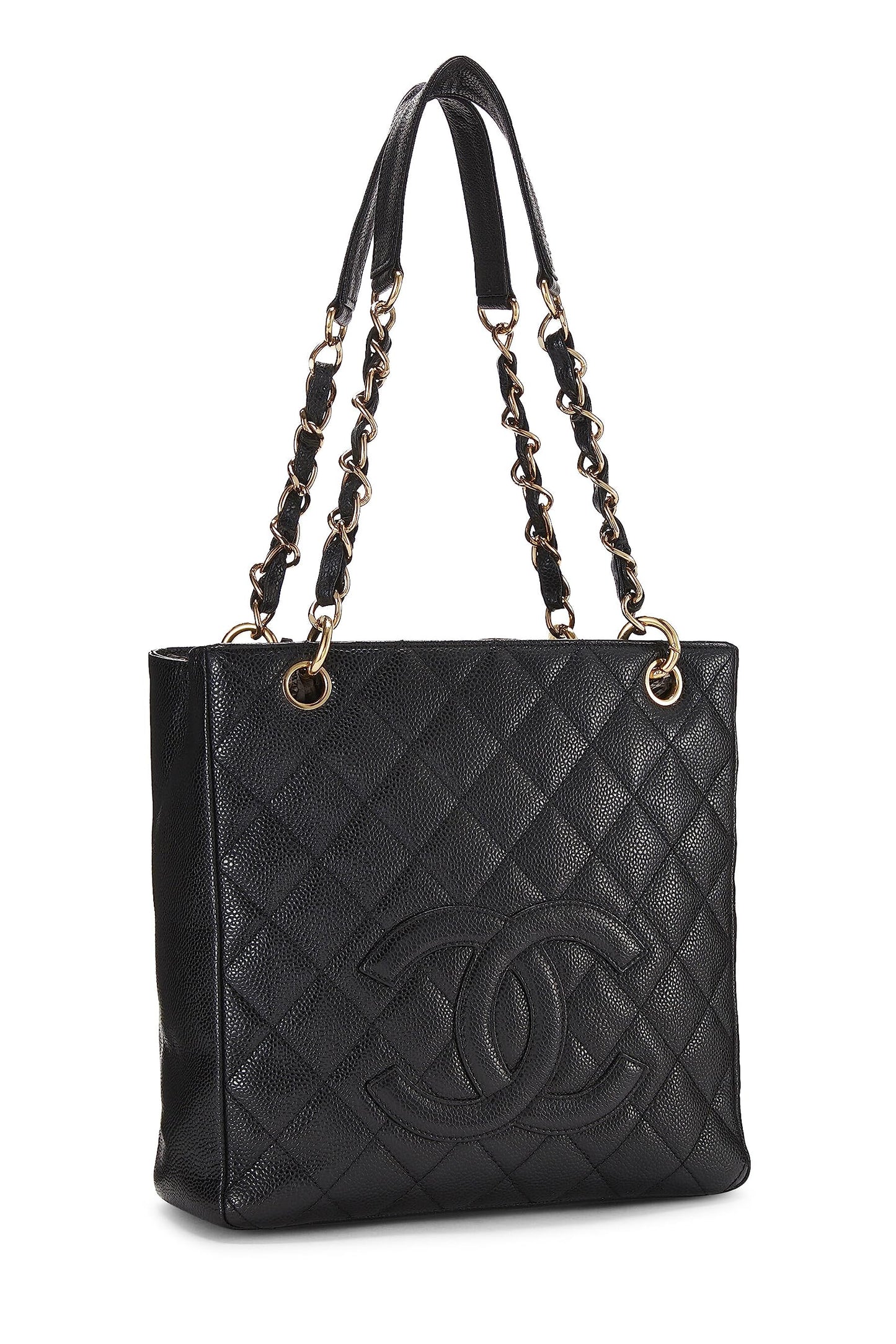 Chanel,  Black Quilted Caviar Petite Shopping Tote (PST), Black