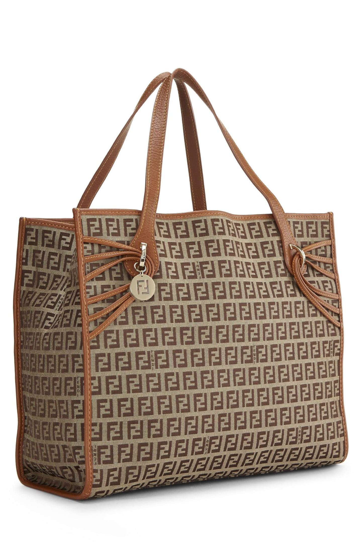 Fendi,  Brown Zucchino Canvas Tote Medium, Brown