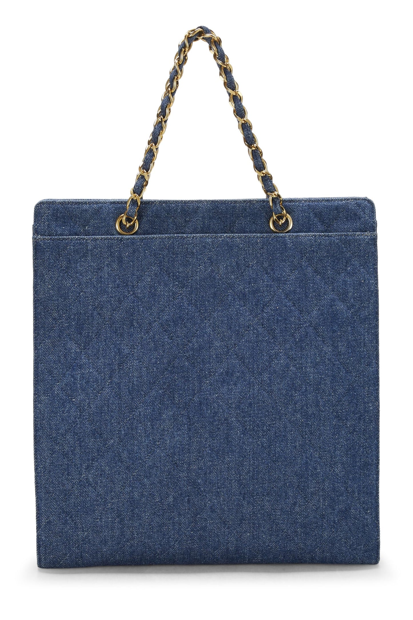 Chanel,  Blue Quilted Denim Tote Medium, Blue