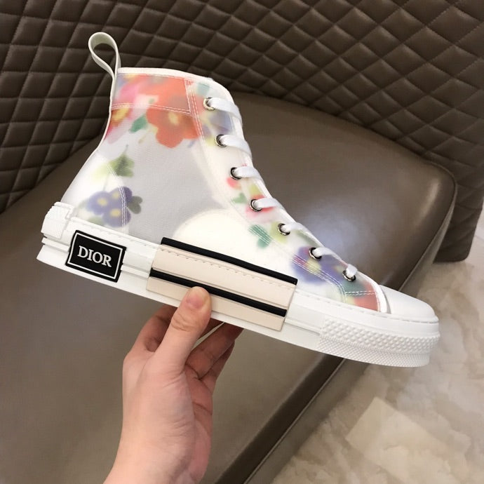 GLM - DIR B23 White Floral Print HIGH-TOP SNEAKER