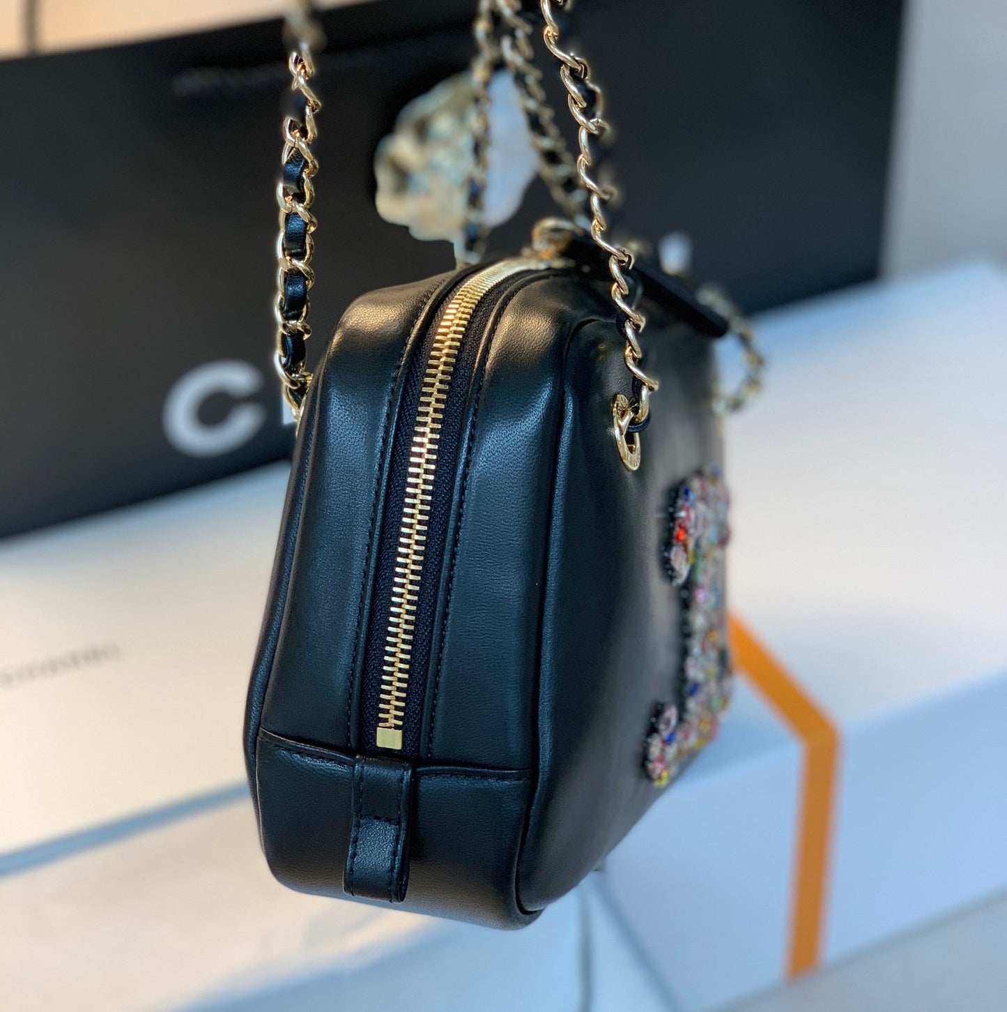 CHL Camera Cubic GLAMIamonds Black Bag For Women 12.5cm/4.9in