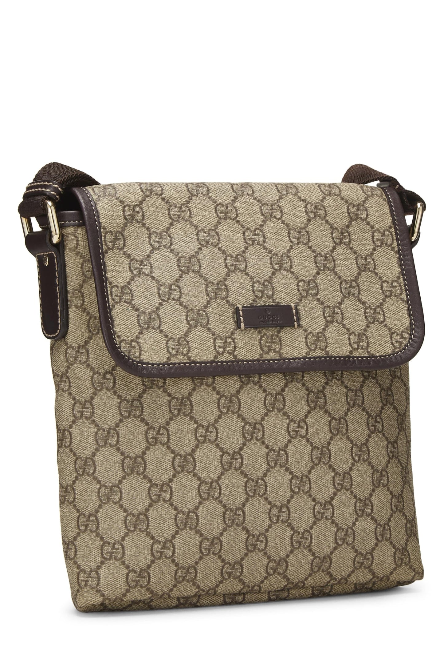 Gucci,  Original GG Supreme Canvas Flap Messenger Small, Brown