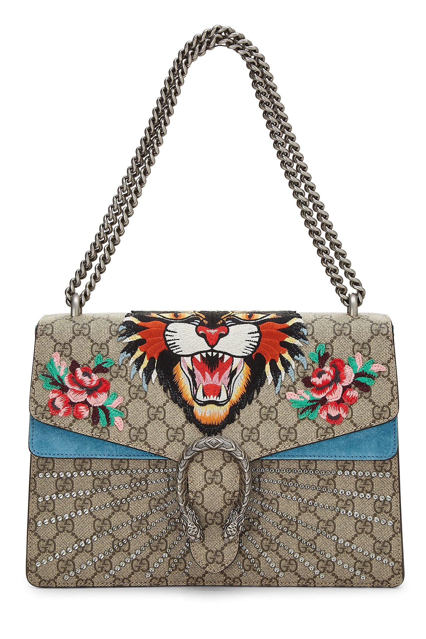 Gucci,  Blue GG Supreme Canvas Embellished Tiger Dionysus Shoulder Medium, Blue
