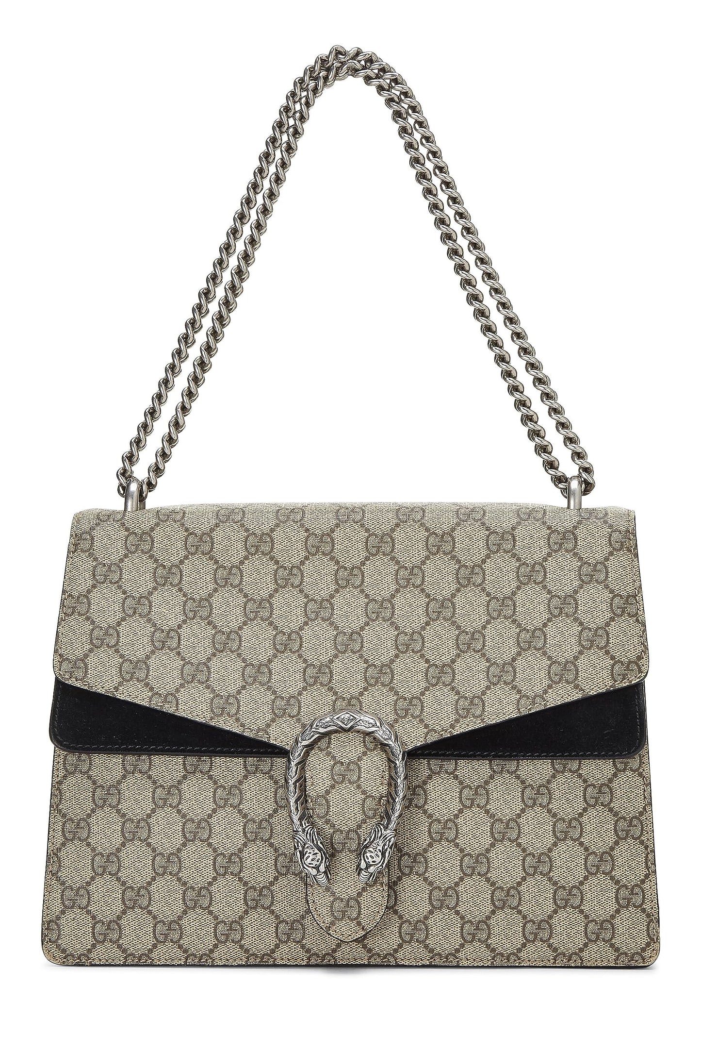 Gucci,  Black GG Supreme Canvas Embellished Dionysus Bag Medium, Black