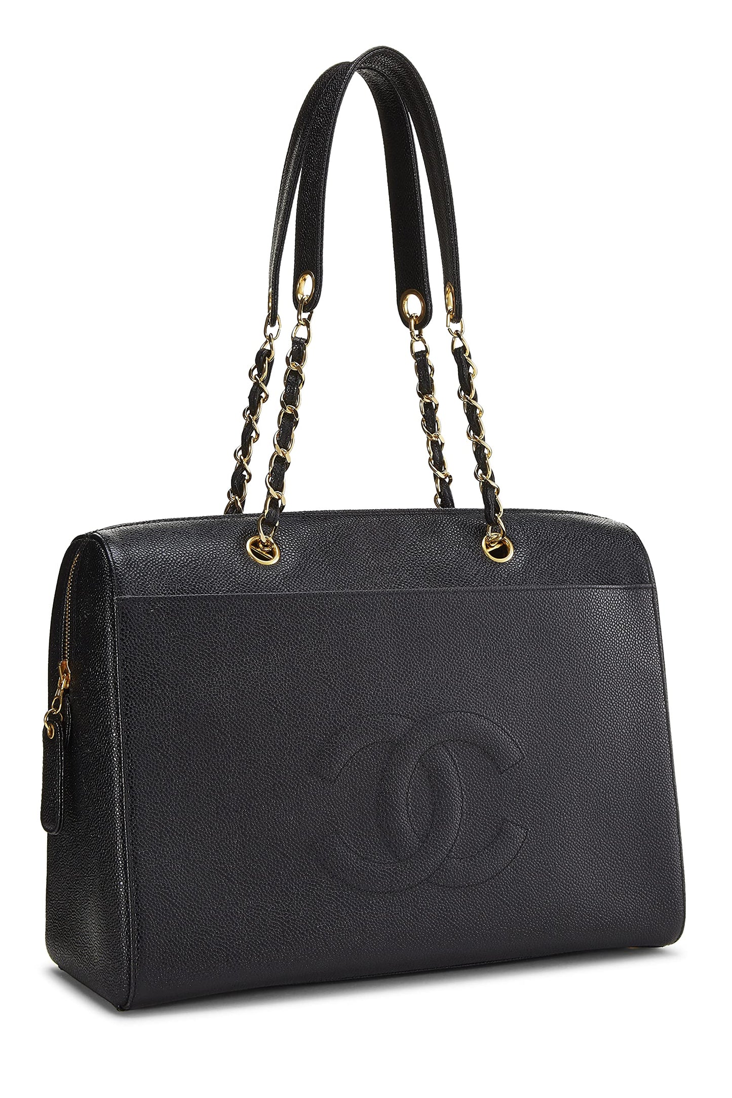 Chanel,  Black Caviar Zip Tote Small, Black