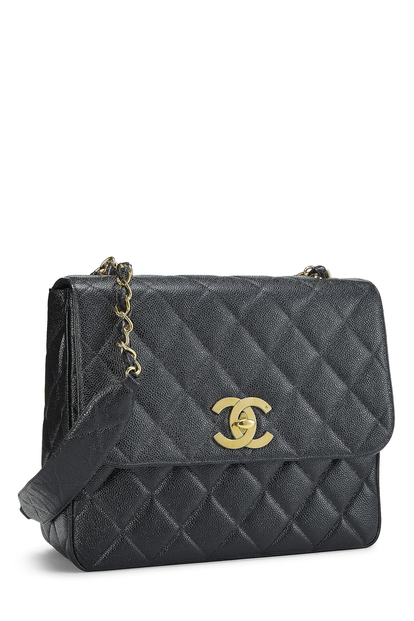 Chanel,  Black Caviar Big CC Square Flap Large, Black