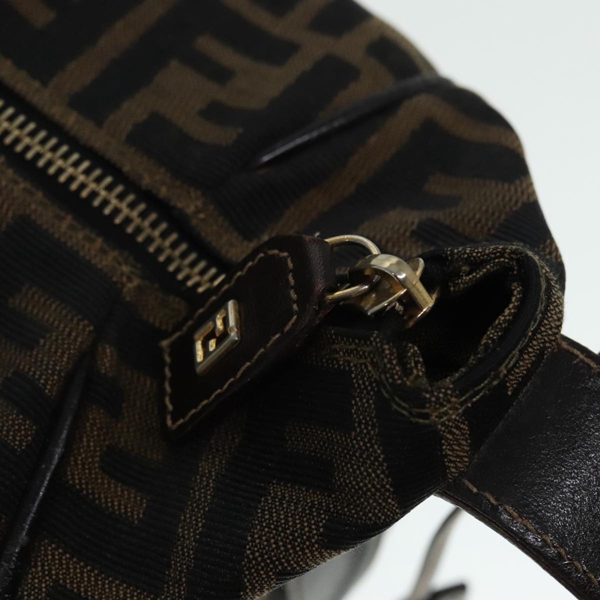 FENDI Zucca Canvas Vanity Hand Bag Brown 92101