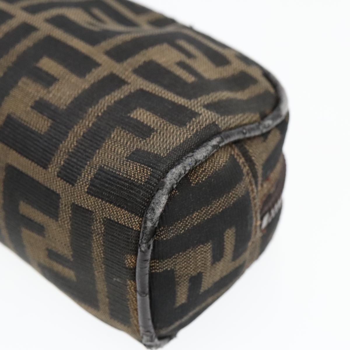 FENDI Zucca Canvas Pouch Brown Black Silver 92188
