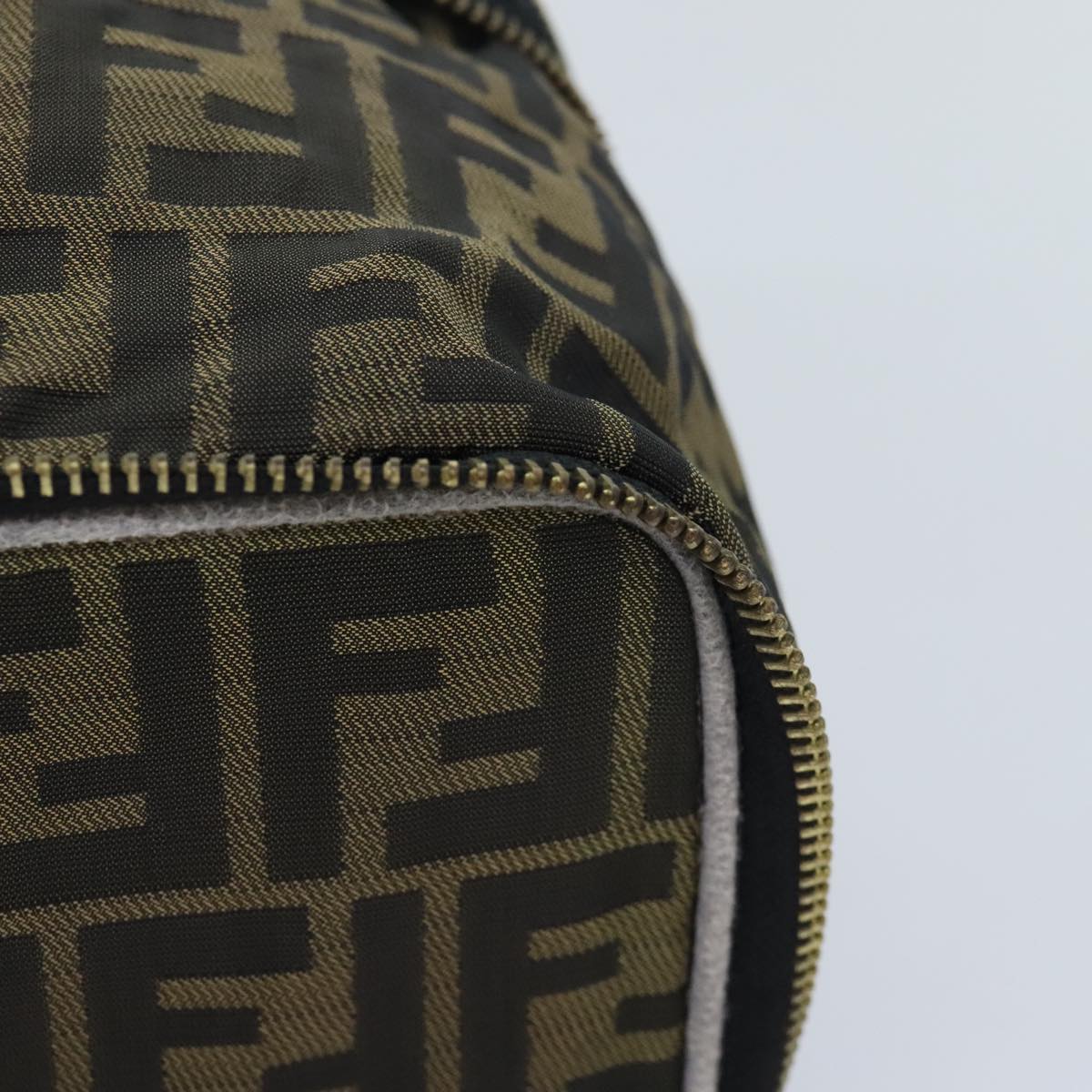 FENDI Zucca Canvas Vanity Pouch Brown Black gold 92315
