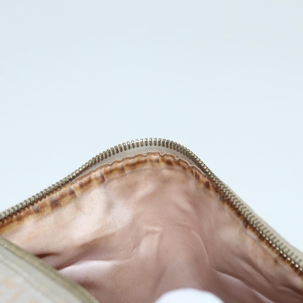 FENDI Zucchino Canvas Hand Bag Silver Beige Gold 92437