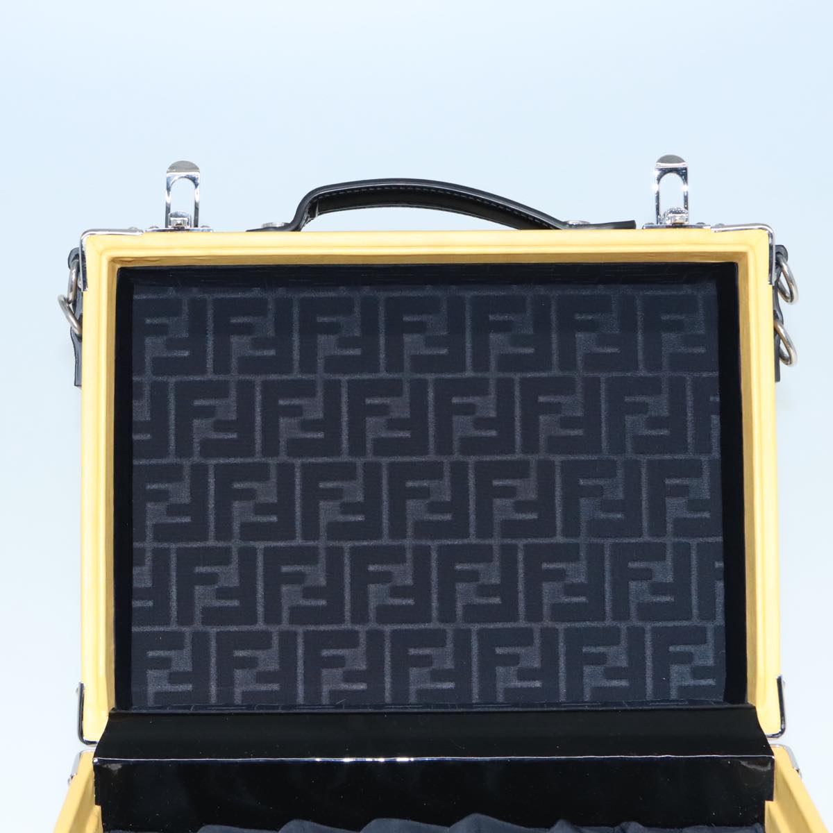 FENDI Trunk Case Leather Yellow Silver 92687