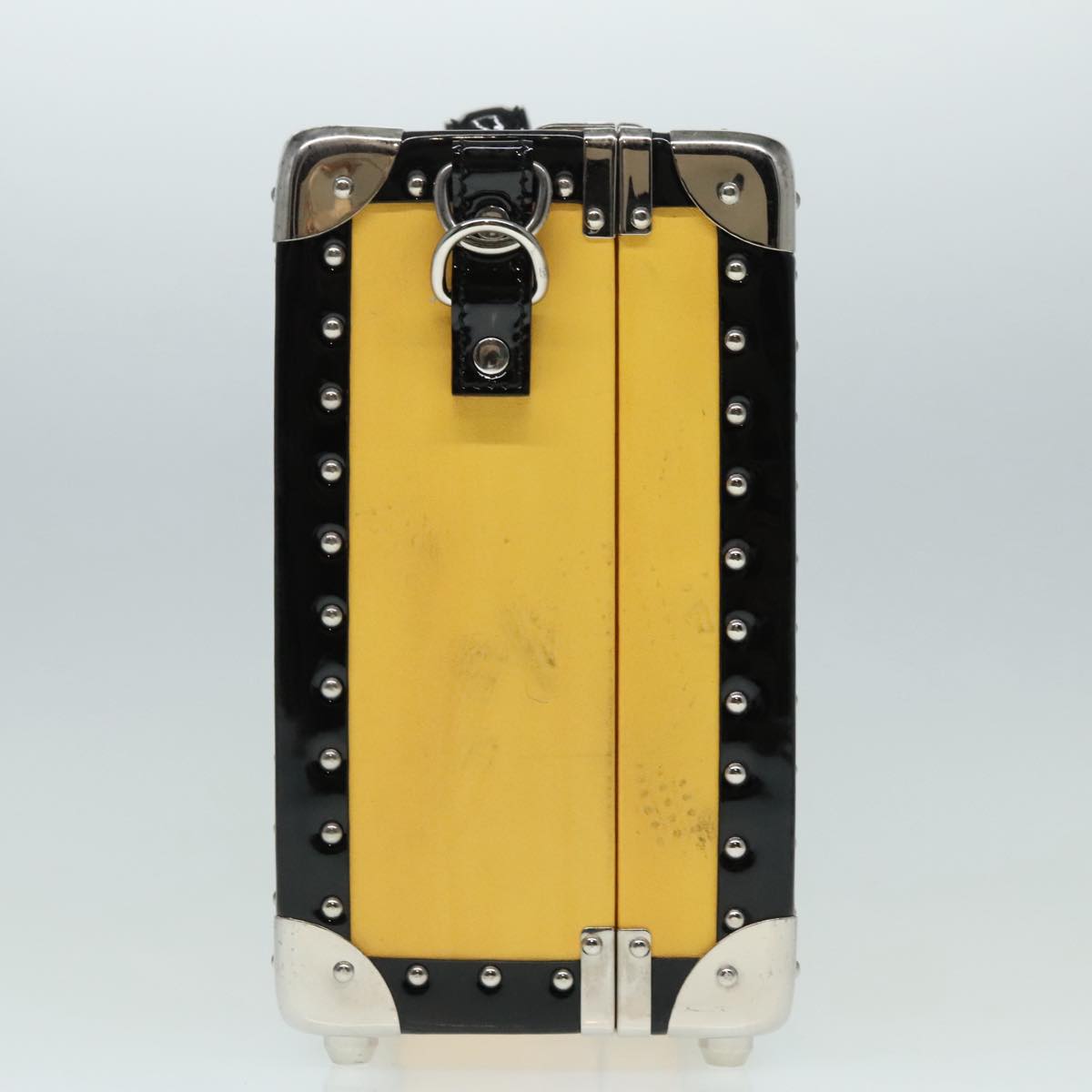 FENDI Trunk Case Leather Yellow Silver 92687