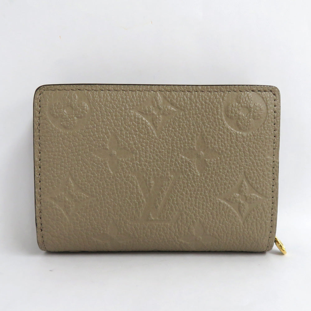 Louis Vuitton Portefolio Clair M80152 Monogram Emplant Turtle Double Fold Wallet Beige Gold  Small Coin Input Leather   Vintage Wood