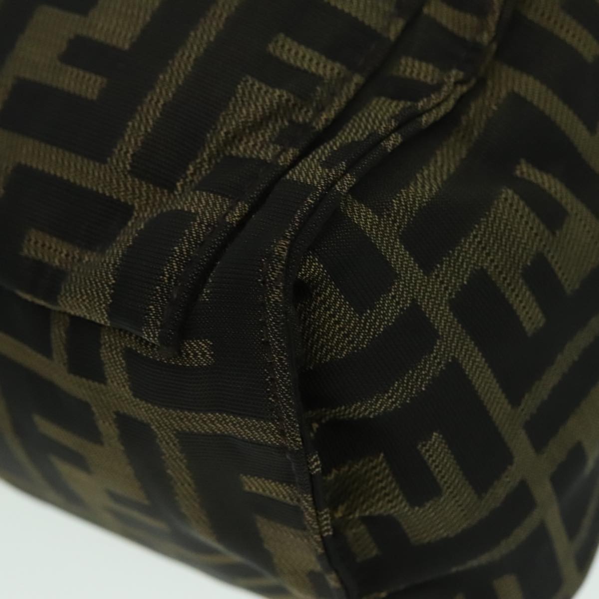 FENDI Zucca Canvas Hand Bag Brown Black Silver 93228