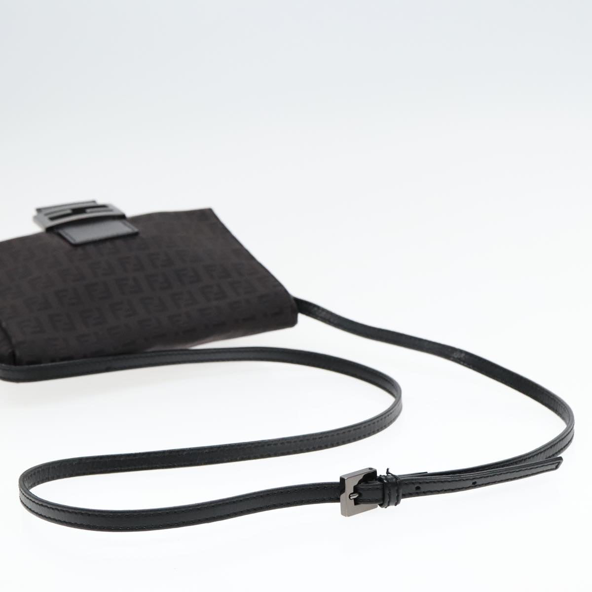 FENDI Zucchino Canvas Shoulder Bag Black 93358