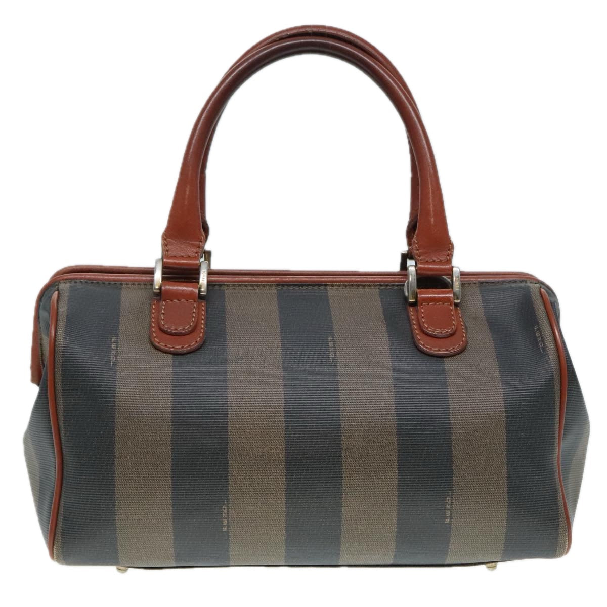 FENDI Pecan Canvas Hand Bag Brown Black gold 93410