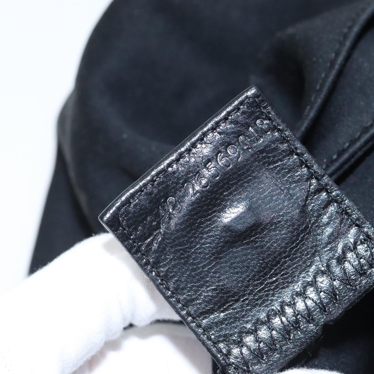 FENDI Mamma Baguette Shoulder Bag Nylon Black Silver 93465