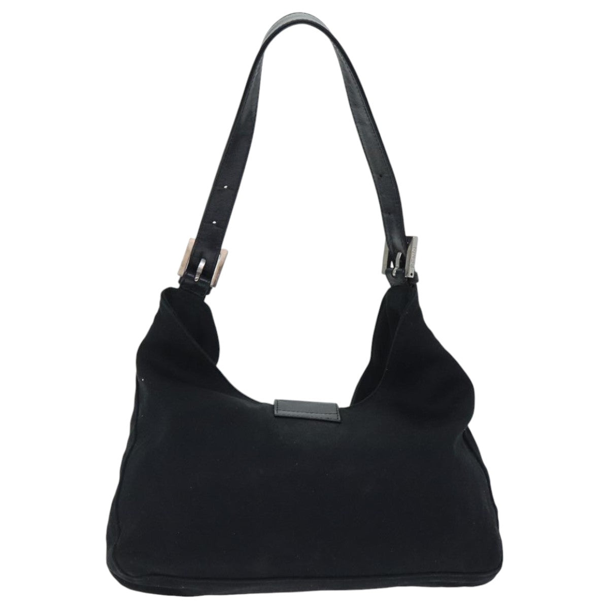 FENDI Mamma Baguette Shoulder Bag Nylon Black Silver 93465