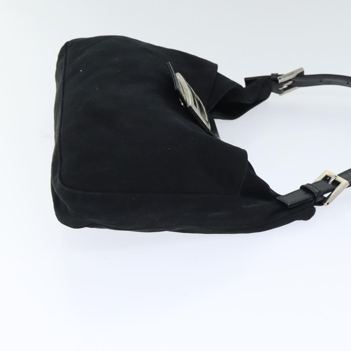 FENDI Mamma Baguette Shoulder Bag Nylon Black Silver 93465