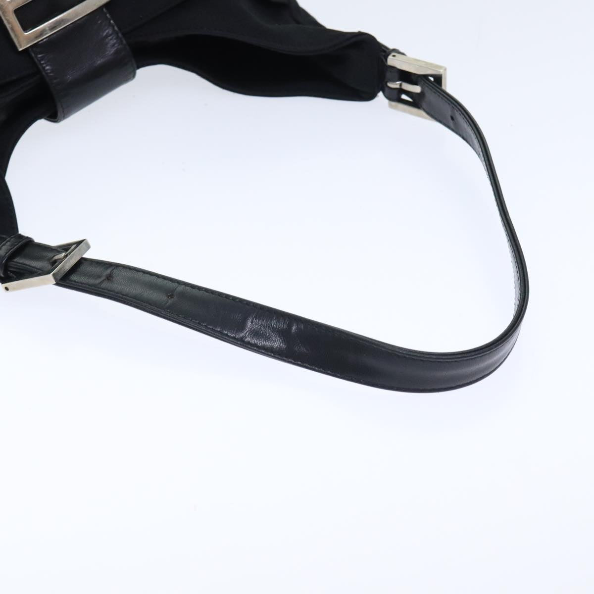 FENDI Mamma Baguette Shoulder Bag Nylon Black Silver 93465