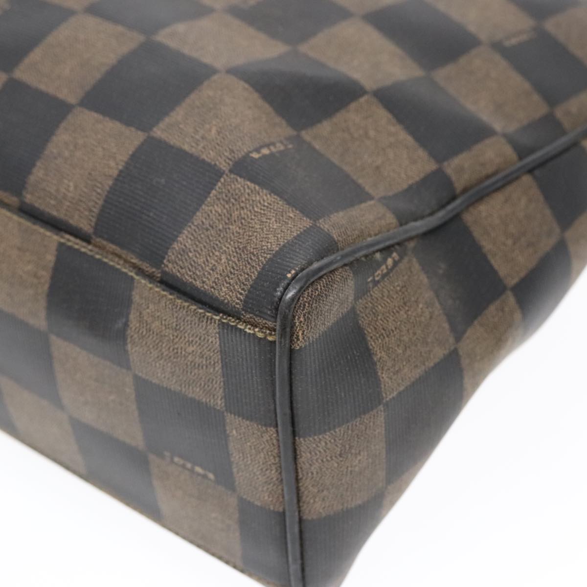 FENDI Pecan Canvas Tote Bag Brown Black gold 93517