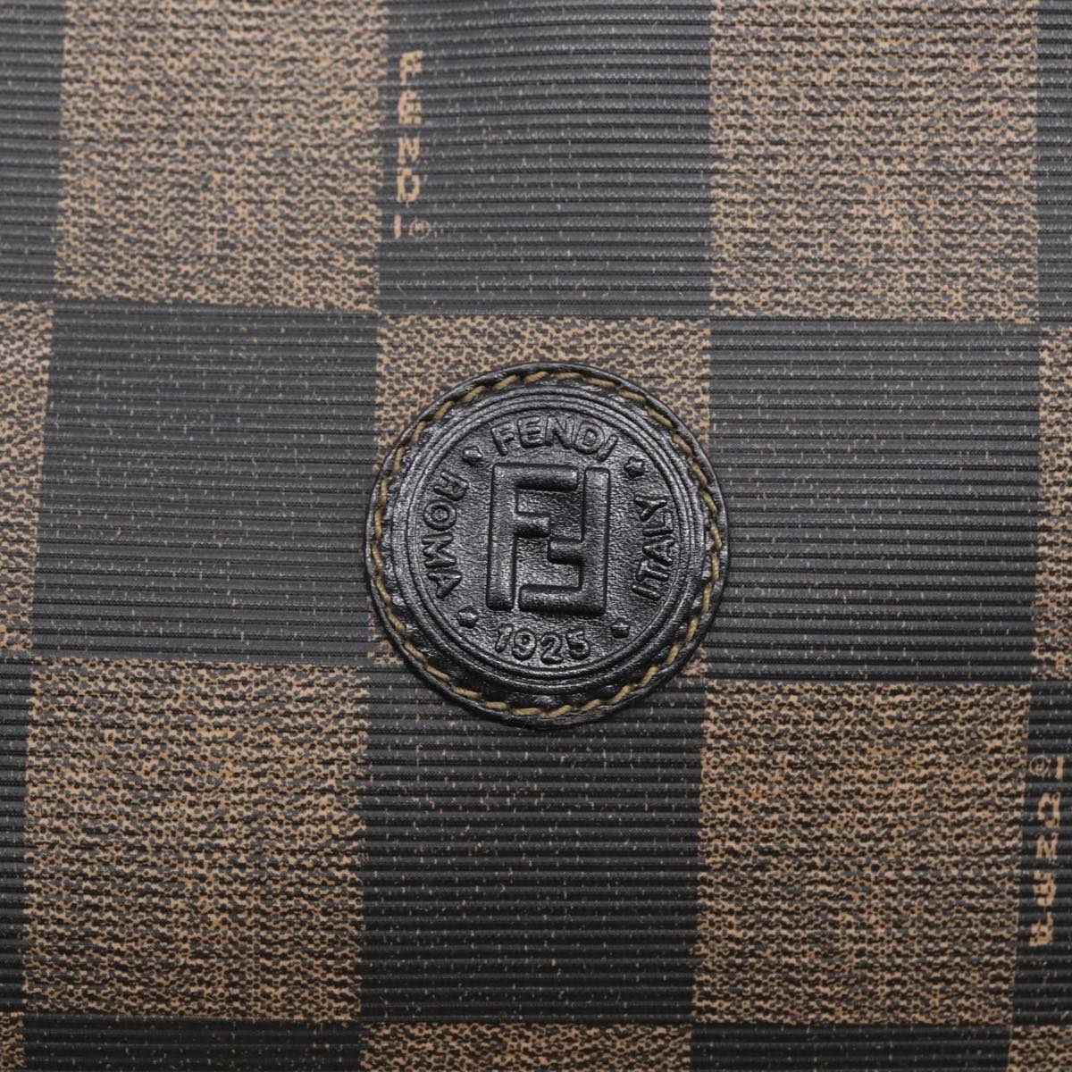 FENDI Pecan Canvas Tote Bag Brown Black gold 93517