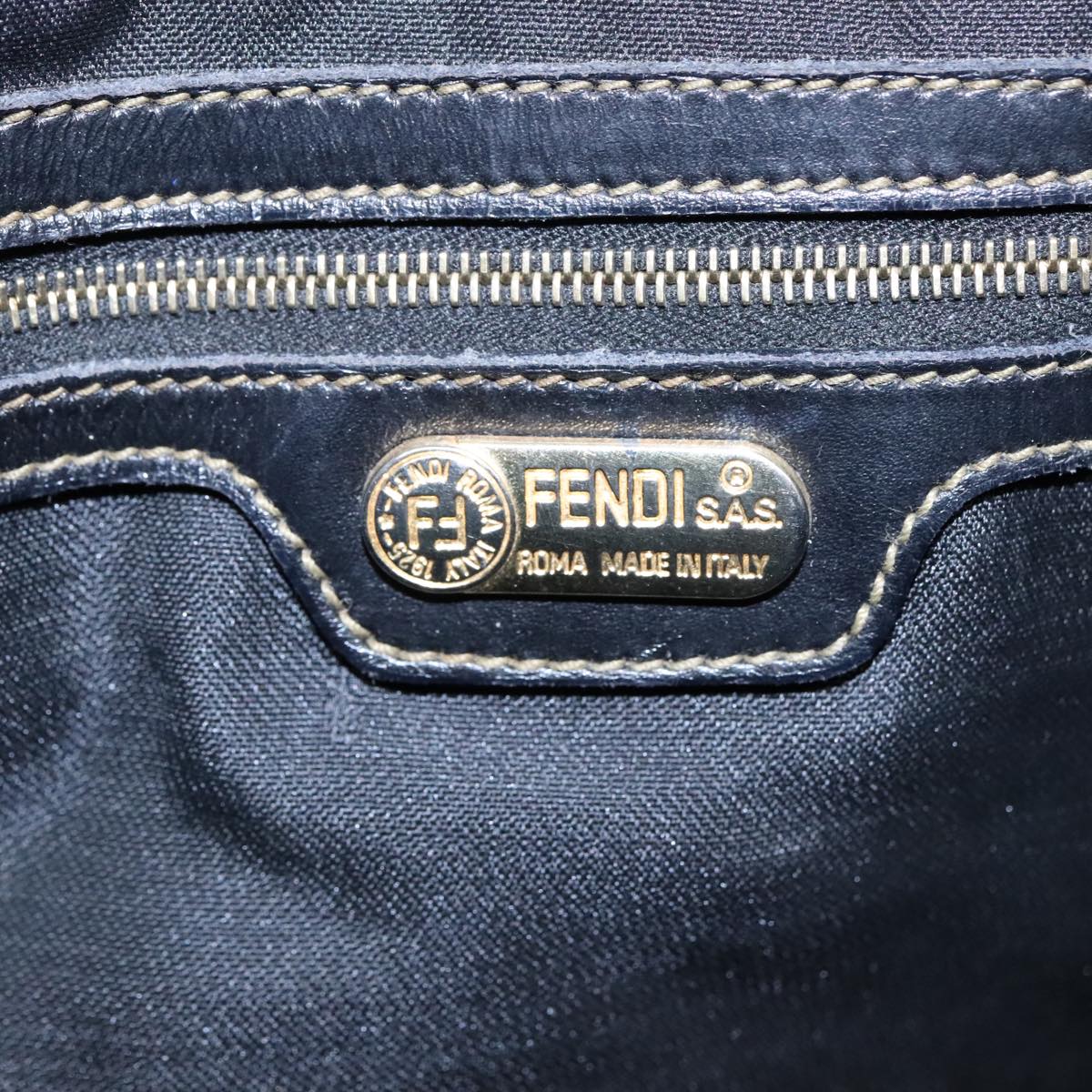FENDI Pecan Canvas Tote Bag Brown Black gold 93517