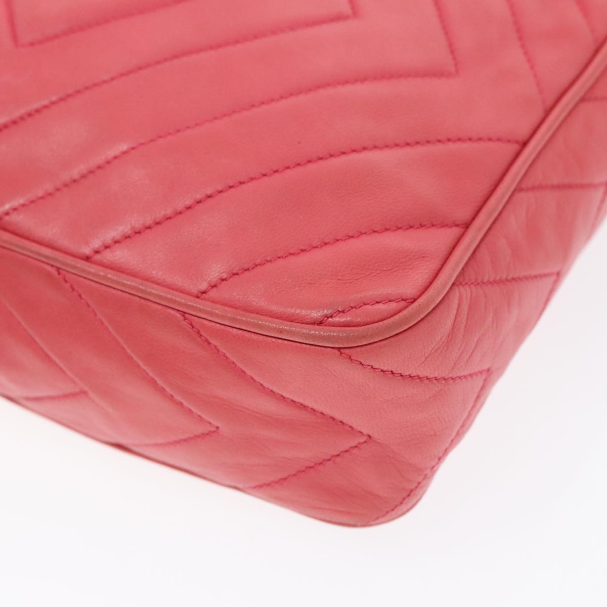 CHANEL Chain Shoulder Bag Lamb Skin Gold Pink CC 93604