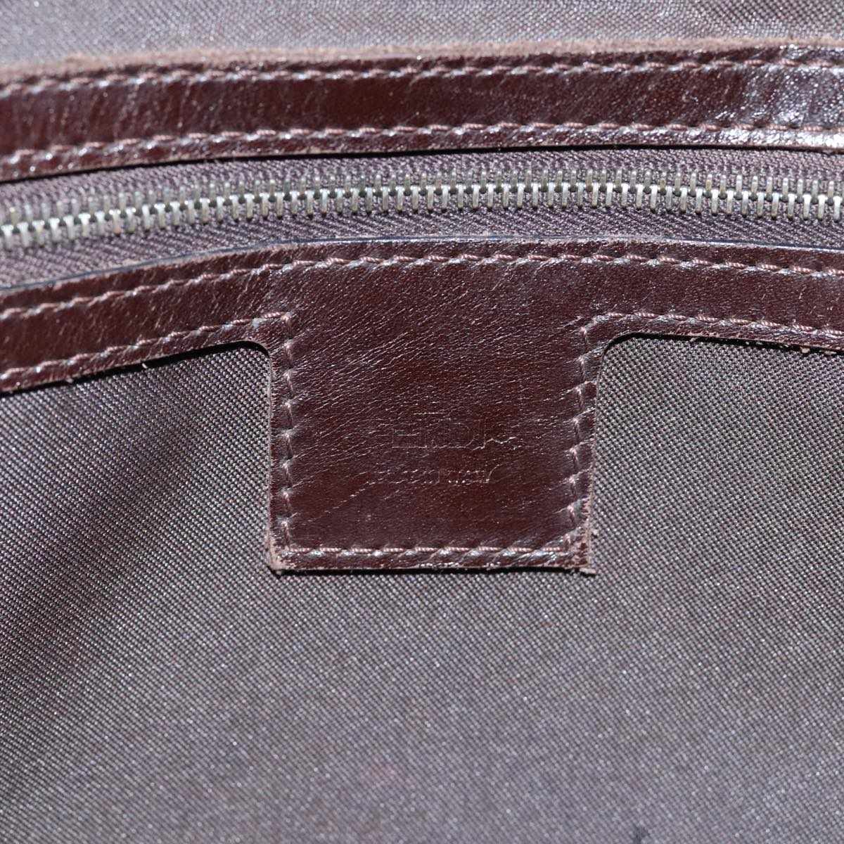 FENDI Zucca Canvas Shoulder Bag Black Silver Brown 93885