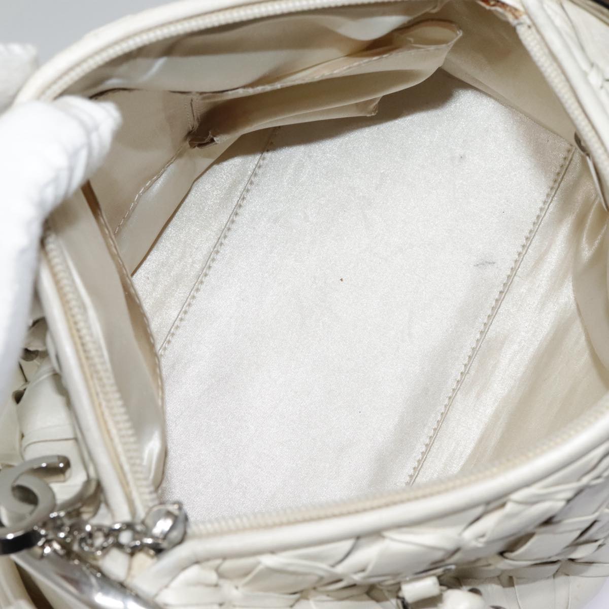 CHANEL Chain Shoulder Bag Leather White CC 93890