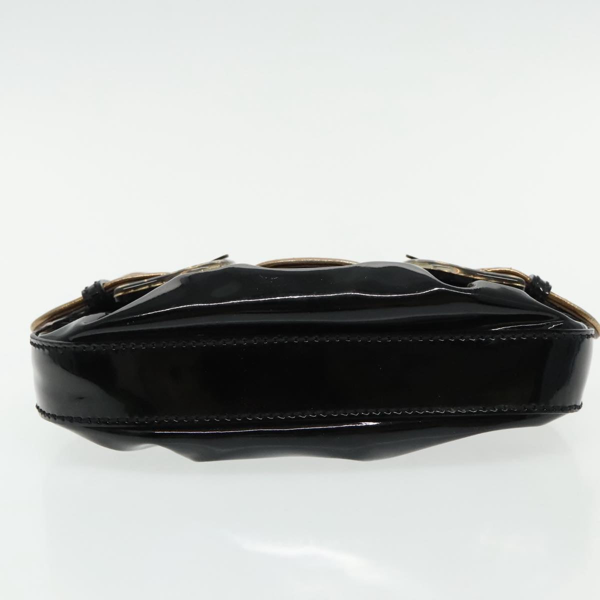 FENDI Chain Hand Bag Enamel Black 94130